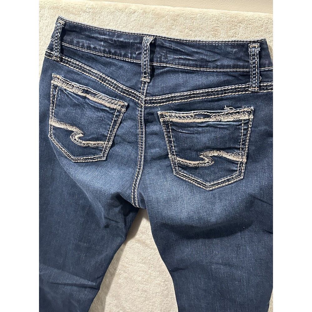 Silver Jeans Womens 27 Blue Suki Skinny Mid Rise Dark Wash Stretch Denim - Picture 8 of 15
